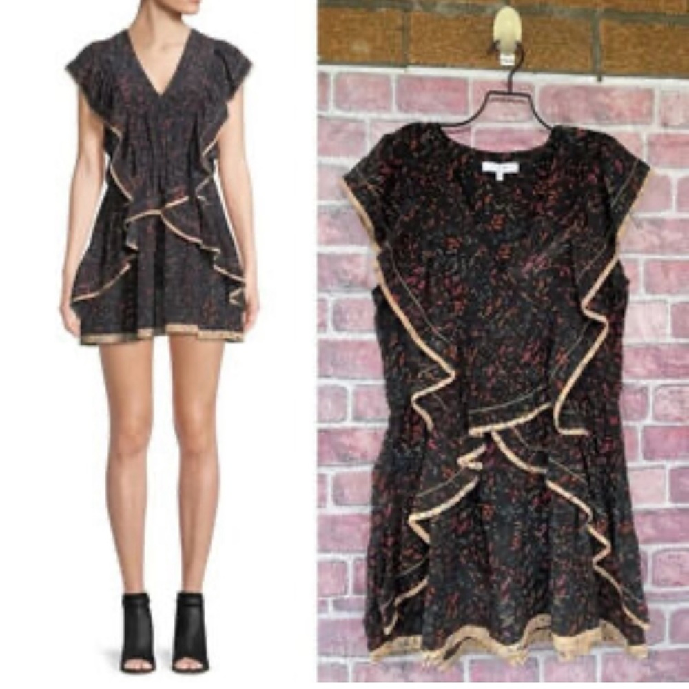 IRO Black and Gold Mini Dress- 100% Silk